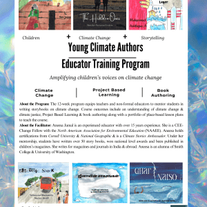Online, 12-week, Educator Training course for Young Climate Authors to equip adults to mentor children's climate storytelling. Course starts Sept 7th 2024