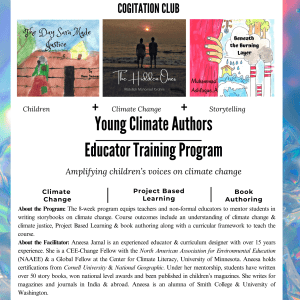 Online, 8-week, Educator Training course for Young Climate Authors to equip adults to mentor children's climate storytelling. Course starts January 4 2025