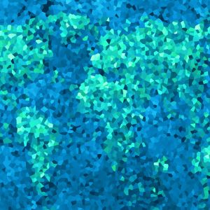 Abstract blue and green polygon world map