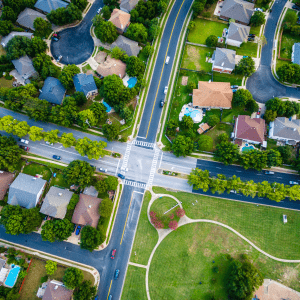 aerial view of neighborhood