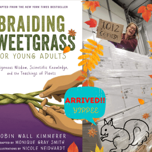 Graphic with a photo on the right of a woman holding a cardboard sign that reads, "1012 Copies."