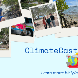 A postcard of photos advertising ClimateCast LIVE