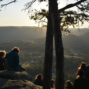 Group of students on a mountain ridge