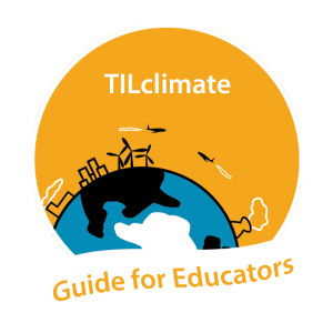 Illustration of a globe framed in a circle with text on the bottom that reads "Guide for Educators"