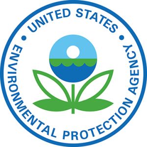 epa round logo, "United States Environmental Protection Agency" blue type in circle around green and blue flower vector drawing