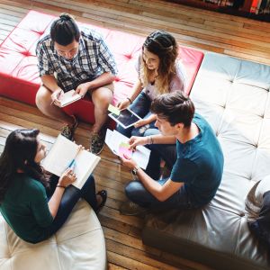 Group of people sitting and talking