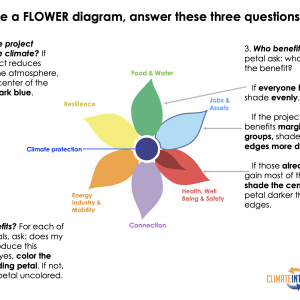 A flower diagram with six colorful petals