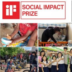 A collage showcases twelve distinct images related to the "iF SOCIAL IMPACT PRIZE."