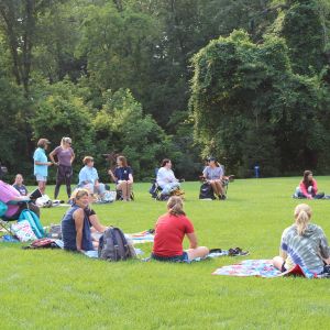 Teachers gather for an outdoor training with the Eastern Region Association of Forest and Nature Schools (ERAFANS).