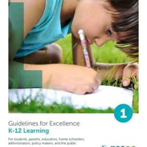 cover of k–12 guidelines with small child writing in book