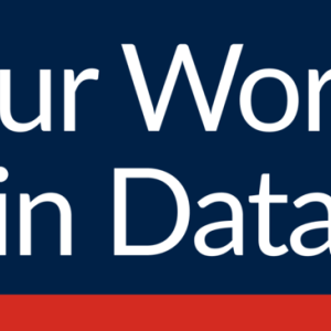 Our World in Data in white text on a blue background