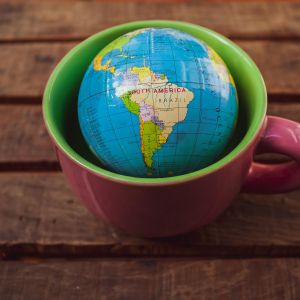 Cup with a small globe inside it