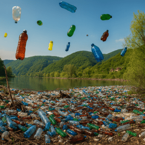 Plastic materials in an outdoor field