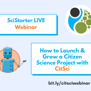 light blue background with text that says: SciStarter LIVE Webinar