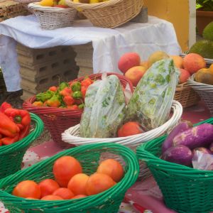 fresh produce in bowls