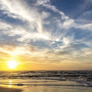 A sunset over the ocean