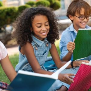 Students study outside