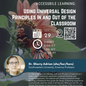 Webinar flyer showing a darkened flower with butterfly in the background and white text in front. Text is included in the body of the post.