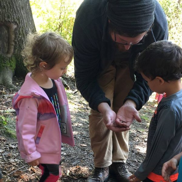 Zachary teaches students in the woods