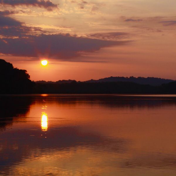 Photo of a lake at sunset