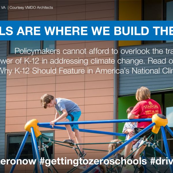 Graphic of kids playing on a blue play structure. 