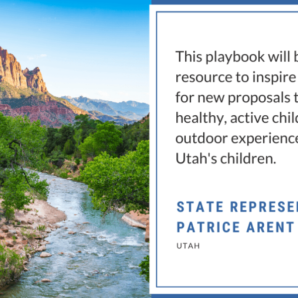 Image of a mountain stream next to a quote from Utah delegate