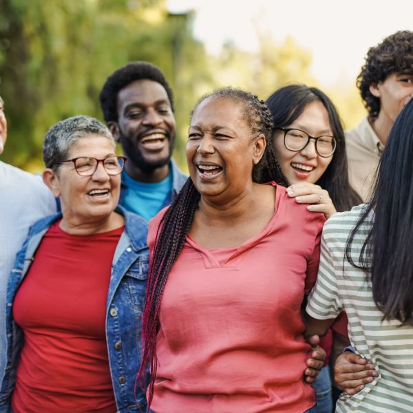 Group of multi-generational people in a park