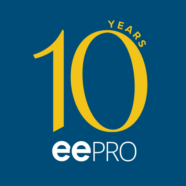 Text on dark blue background, "10 Years eePRO"