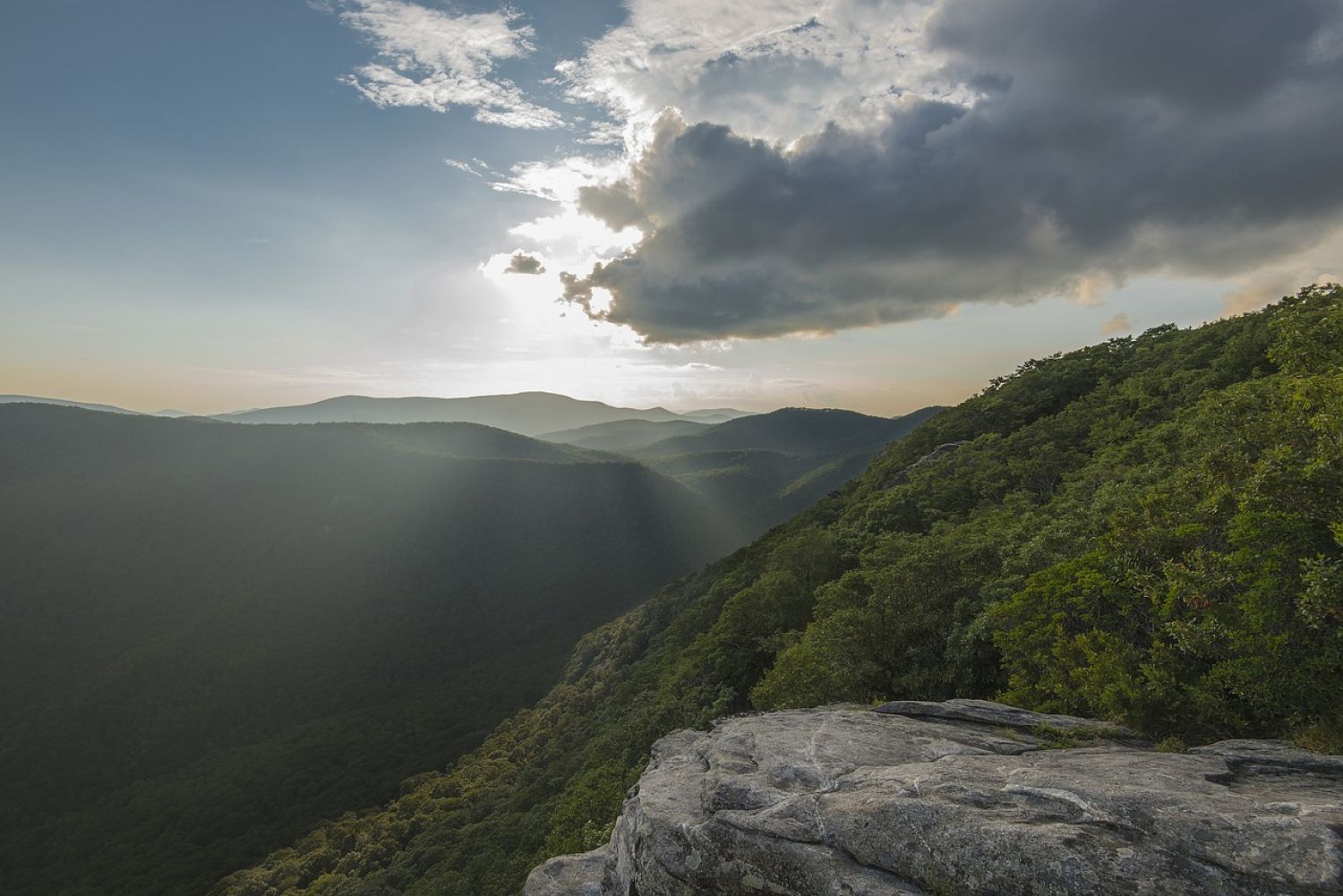 Rocky outcrop with Appalachian mountains in the background